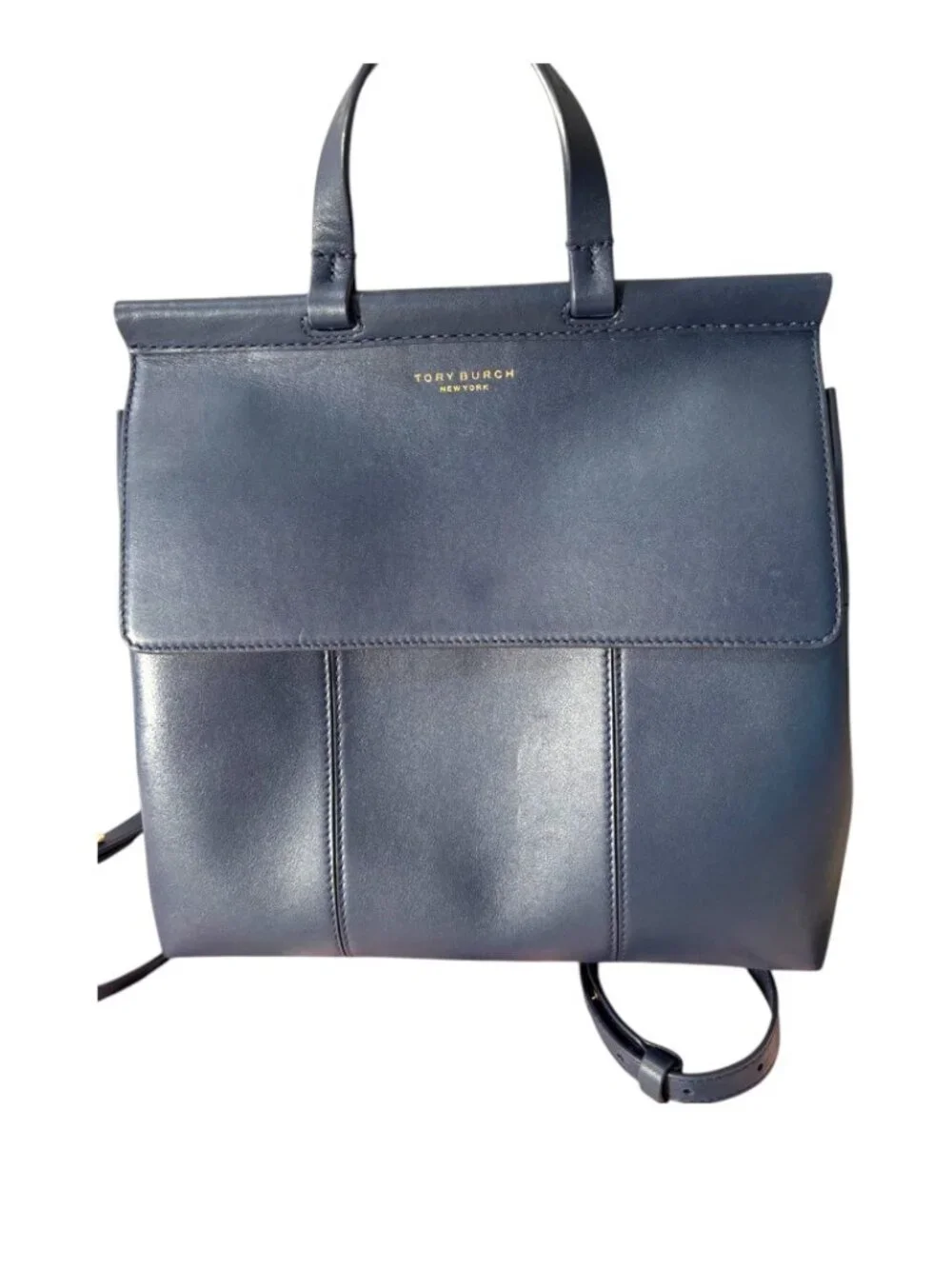 The Tory Burch Block-T leather backpack, Navy